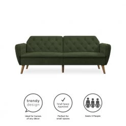 Tallulah Memory Foam Green Velvet Futon by Novogratz 25 Tallulah Memory Foam Green Velvet Futon by Novogratz -Elama Sales Store green velvet novogratz futons 2144979n fa 1000