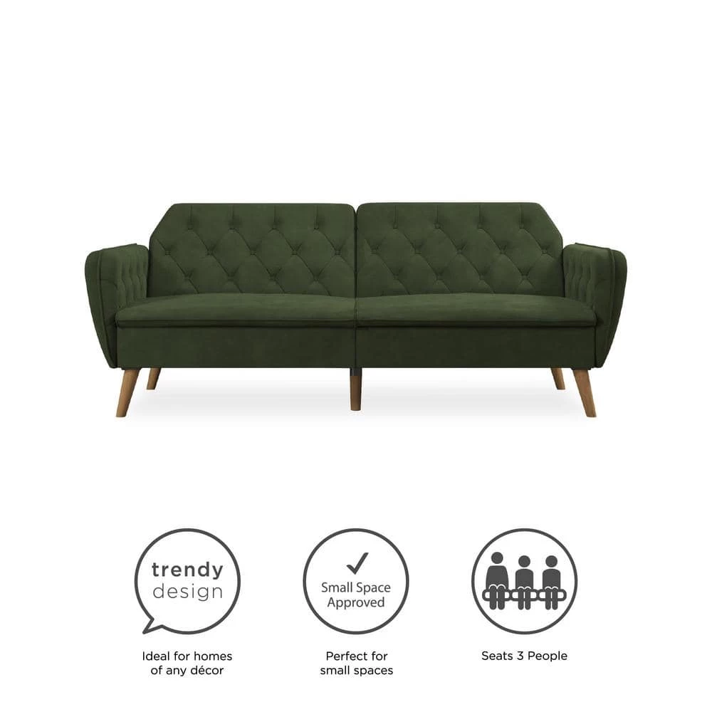 Tallulah Memory Foam Green Velvet Futon by Novogratz 12 Tallulah Memory Foam Green Velvet Futon by Novogratz - Image 12
