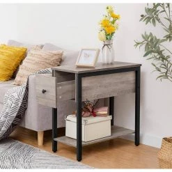 23.6 in. W Greige and Black Rectangle Wood End Table with 1-Drawer by Cubilan 12 23.6 in. W Greige and Black Rectangle Wood End Table with 1-Drawer by Cubilan -Elama Sales Store greige and black cubilan end side tables b08hgztmd7 4f 1000