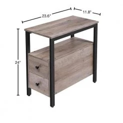 23.6 in. W Greige and Black Rectangle Wood End Table with 2-Drawers by Cubilan -Elama Sales Store greige and black cubilan end side tables b08hh13smz 40 1000