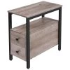23.6 in. W Greige and Black Rectangle Wood End Table with 2-Drawers by Cubilan