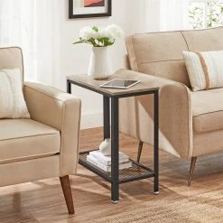 23.6 in. W Greige and Black Rectangle Wood End Table by Cubilan 13 23.6 in. W Greige and Black Rectangle Wood End Table by Cubilan -Elama Sales Store greige and black cubilan end side tables b08n48n3rz 1f 1000