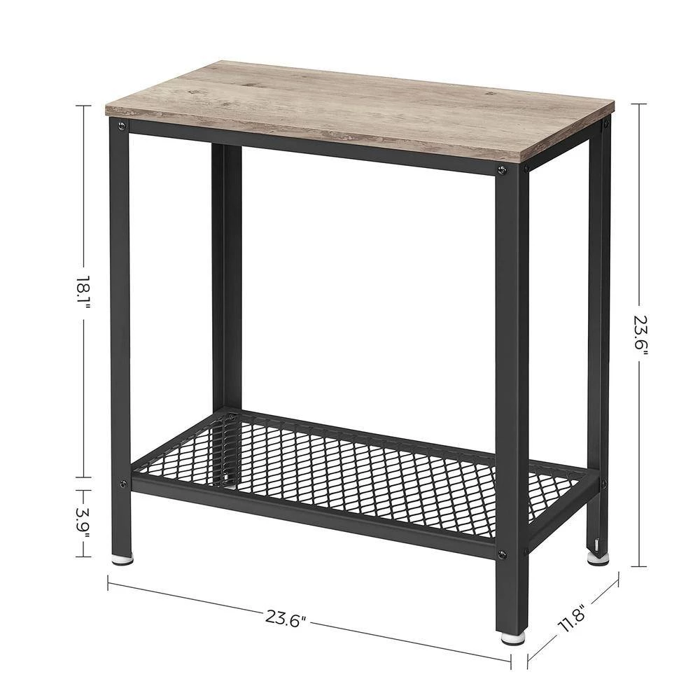 23.6 in. W Greige and Black Rectangle Wood End Table by Cubilan 8 23.6 in. W Greige and Black Rectangle Wood End Table by Cubilan - Image 8