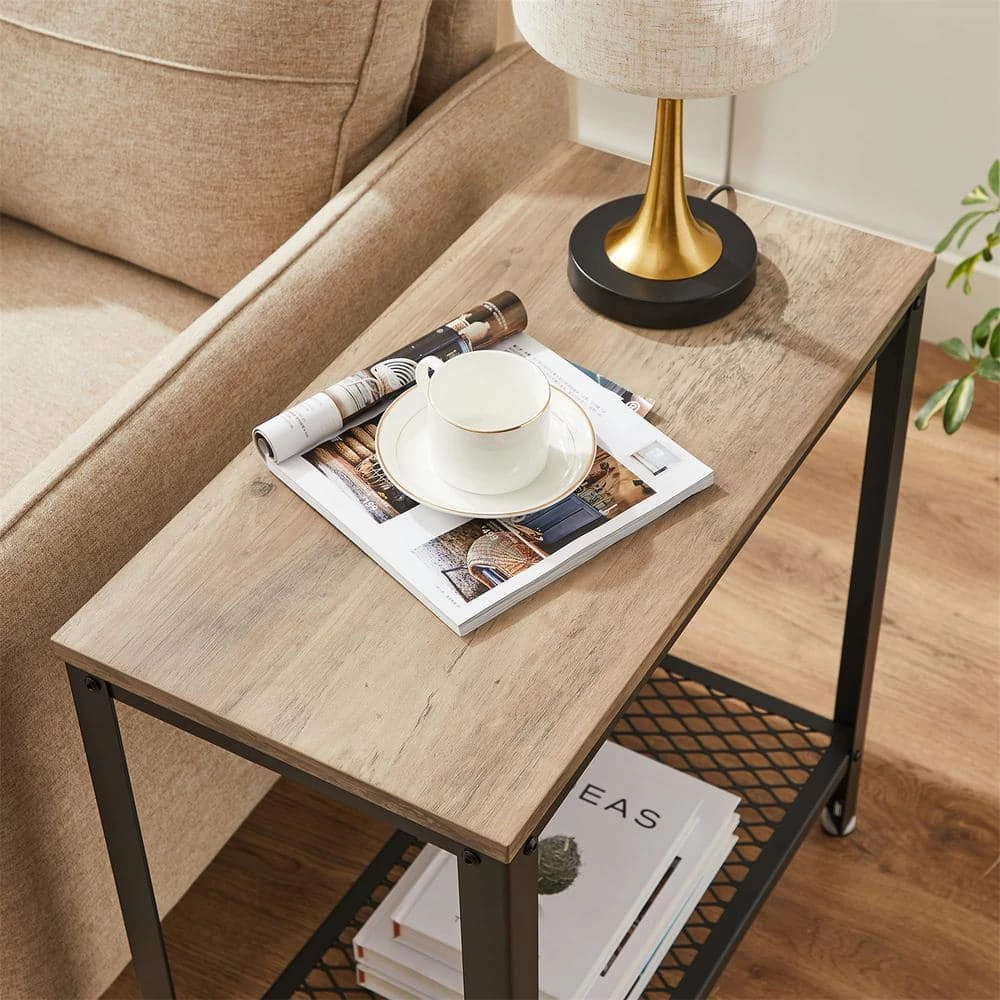 23.6 in. W Greige and Black Rectangle Wood End Table by Cubilan 7 23.6 in. W Greige and Black Rectangle Wood End Table by Cubilan - Image 7