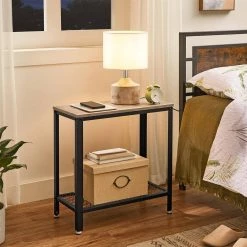 23.6 in. W Greige and Black Rectangle Wood End Table by Cubilan 12 23.6 in. W Greige and Black Rectangle Wood End Table by Cubilan -Elama Sales Store greige and black cubilan end side tables b08n48n3rz 4f 1000