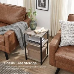 13.4 in. W Greige and Black Rectangle Wood End Table by Cubilan -Elama Sales Store greige and black cubilan end side tables b097xjw28c 4f 1000