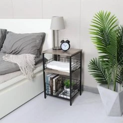 15.75 in. W Gray Rectangle Wood End Table by Cubilan -Elama Sales Store greige cubilan end side tables b0948wqw4b 1f 1000