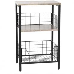 15.75 in. W Gray Rectangle Wood End Table by Cubilan