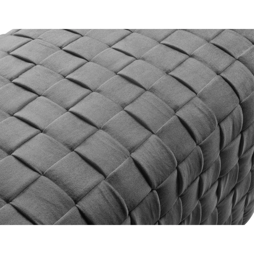 Diamond Grey/Chrome Cube Woven Velvet Ottoman by Nicole Miller 7 Diamond Grey/Chrome Cube Woven Velvet Ottoman by Nicole Miller - Image 7