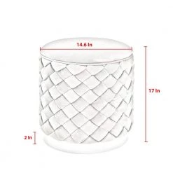 Aislyn Grey / Chrome Ottoman Upholstered Velvet 14.6 L x 14.6 W x 17 H by Nicole Miller -Elama Sales Store grey chrome nicole miller ottomans non420 02gr hd 1d 1000