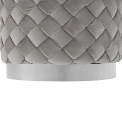 Aislyn Grey / Chrome Ottoman Upholstered Velvet 14.6 L x 14.6 W x 17 H by Nicole Miller -Elama Sales Store grey chrome nicole miller ottomans non420 02gr hd 1f 1000