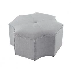 Joziah Grey Linen Cocktail Ottoman with Upholstered by Nicole Miller -Elama Sales Store grey linen nicole miller ottomans non113 03gr hd 1f 1000