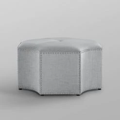 Joziah Grey Linen Cocktail Ottoman with Upholstered by Nicole Miller -Elama Sales Store grey linen nicole miller ottomans non113 03gr hd 44 1000