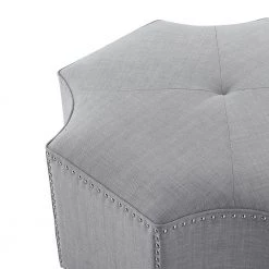 Joziah Grey Linen Cocktail Ottoman with Upholstered by Nicole Miller -Elama Sales Store grey linen nicole miller ottomans non113 03gr hd 76 1000