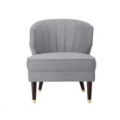 Harold Grey Velvet Accent Chair with Upholstered Armless by Nicole Miller