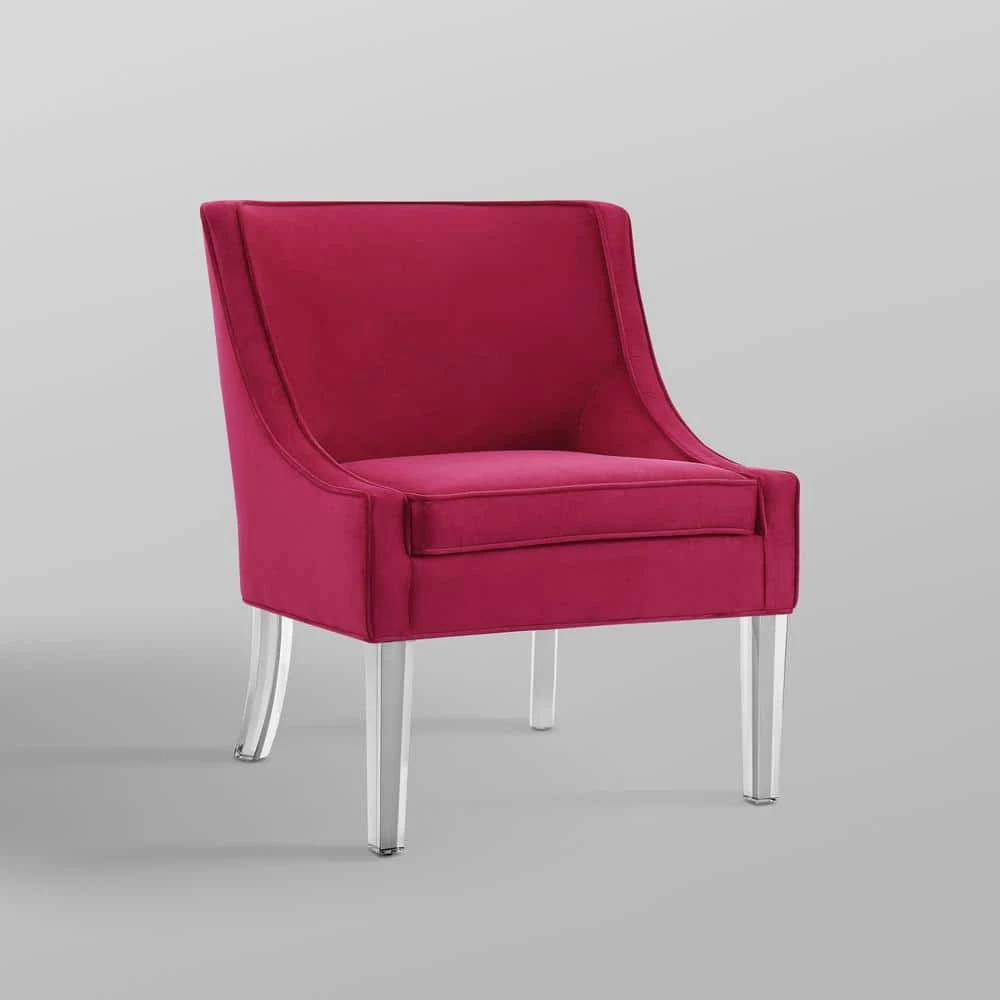 Terrance Hot Pink Velvet Accent Chair with Upholstered Armless by Nicole Miller 8 Terrance Hot Pink Velvet Accent Chair with Upholstered Armless by Nicole Miller - Image 8