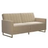 Skylar Ivory Velvet Modern Coil Futon/Sofa Bed by Novogratz