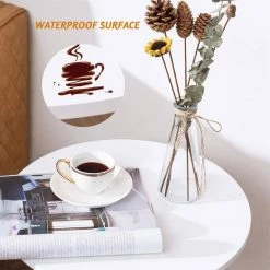 16.5 in. Natural Round Wood End Table by Cubilan -Elama Sales Store natural cubilan end side tables b08lypsdny 1f 1000