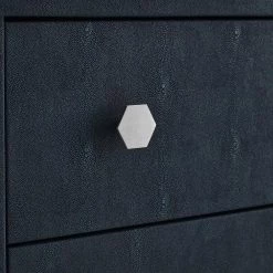 Jazmyne Navy/Chrome Side Table 2 Drawers Faux Shagreen 23.7L x 16W x 21H by Nicole Miller -Elama Sales Store navy chrome nicole miller end side tables nst322 10ny hd 76 1000