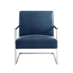 Konnor Navy/Chrome PU Leather Accent Chair with Square Arm by Nicole Miller 14 Konnor Navy/Chrome PU Leather Accent Chair with Square Arm by Nicole Miller -Elama Sales Store navy chrome pu leather nicole miller accent chairs nac104 01ny hd 4f 1000