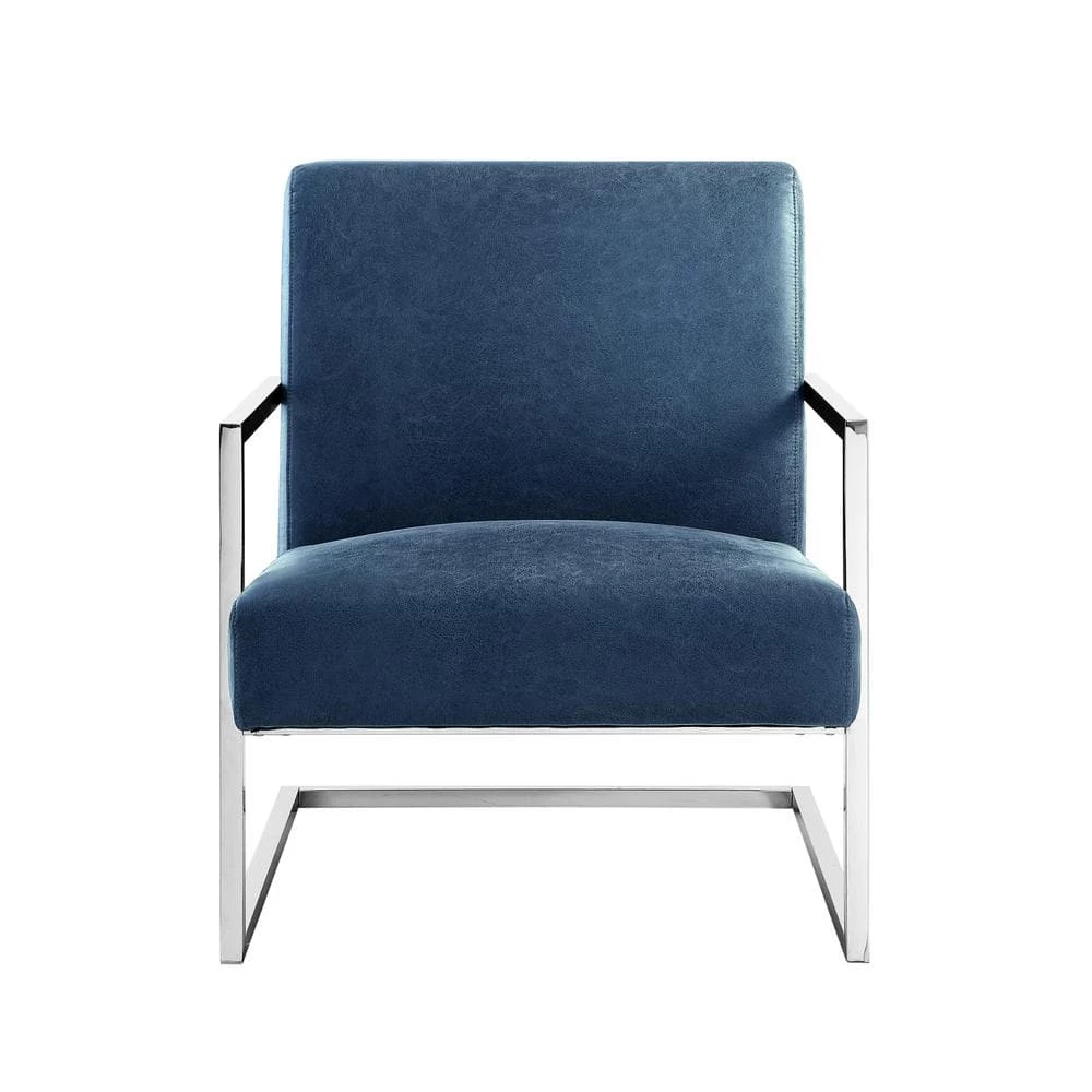 Konnor Navy/Chrome PU Leather Accent Chair with Square Arm by Nicole Miller 6 Konnor Navy/Chrome PU Leather Accent Chair with Square Arm by Nicole Miller - Image 6
