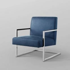 Konnor Navy/Chrome PU Leather Accent Chair with Square Arm by Nicole Miller 16 Konnor Navy/Chrome PU Leather Accent Chair with Square Arm by Nicole Miller -Elama Sales Store navy chrome pu leather nicole miller accent chairs nac104 01ny hd fa 1000