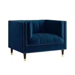 Joan Velvet Club Arm Chair Navy/Gold Tufted Nailhead Trim by Nicole Miller 11 Joan Velvet Club Arm Chair Navy/Gold Tufted Nailhead Trim by Nicole Miller -Elama Sales Store navy gold velvet nicole miller accent chairs ncc102 02ng hd 4f 1000
