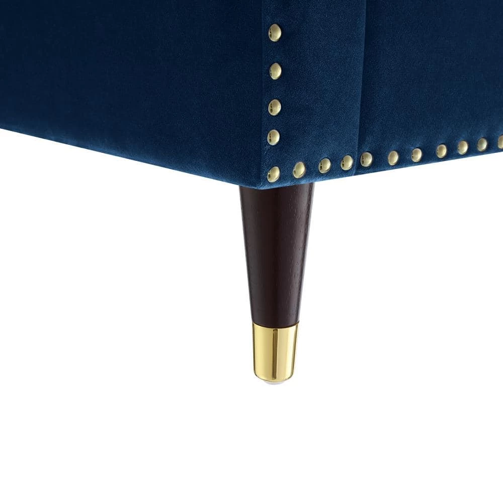 Joan Velvet Club Arm Chair Navy/Gold Tufted Nailhead Trim by Nicole Miller 7 Joan Velvet Club Arm Chair Navy/Gold Tufted Nailhead Trim by Nicole Miller - Image 7