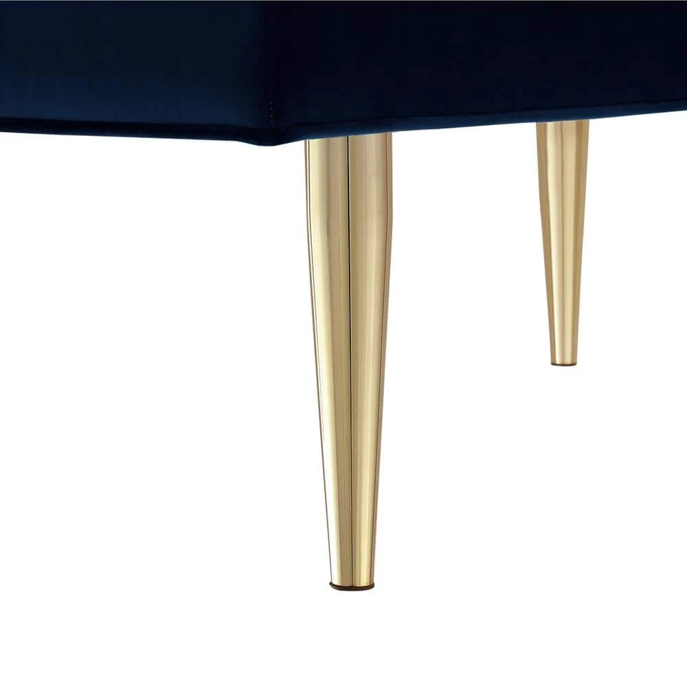 Denver Navy/Gold Velvet Bench with Upholstered by Nicole Miller 8 Denver Navy/Gold Velvet Bench with Upholstered by Nicole Miller - Image 8