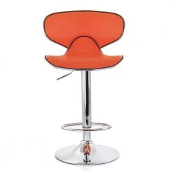 2-Piece Slim Faux Leather Adjustable 41 in. Bar Stool in Orange with Chrome Base by Elama -Elama Sales Store orange elama bar stools 985116242m 4f 1000