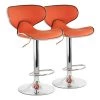 2-Piece Slim Faux Leather Adjustable 41 in. Bar Stool in Orange with Chrome Base by Elama