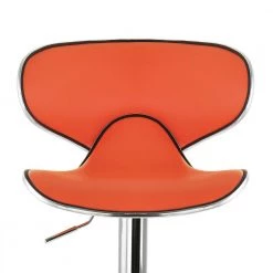 2-Piece Slim Faux Leather Adjustable 41 in. Bar Stool in Orange with Chrome Base by Elama -Elama Sales Store orange elama bar stools 985116242m fa 1000