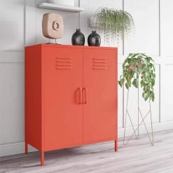 Cache Orange 2-Door Metal Locker Storage Cabinet by Novogratz 11 Cache Orange 2-Door Metal Locker Storage Cabinet by Novogratz -Elama Sales Store orange novogratz accent cabinets 3384813com 31 1000