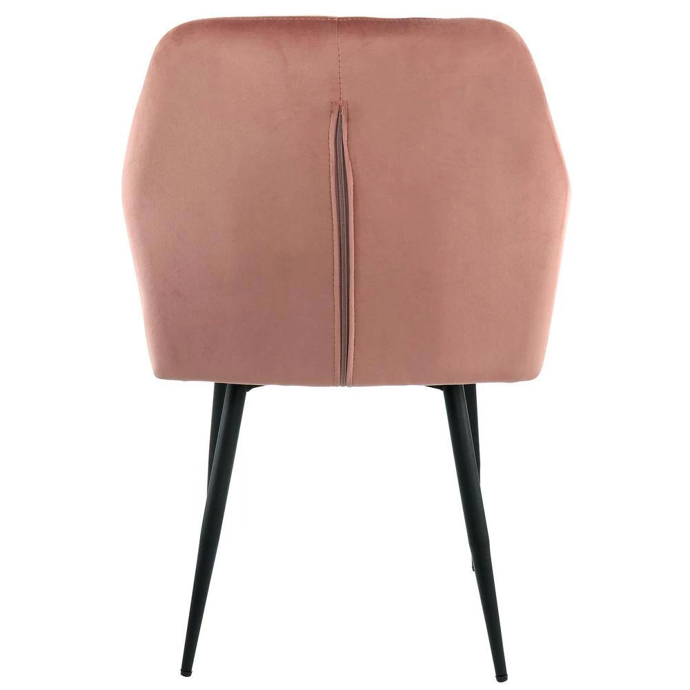 2-Piece Pink Velvet Tufted Chair with Black Metal Legs by Elama 4 2-Piece Pink Velvet Tufted Chair with Black Metal Legs by Elama - Image 4