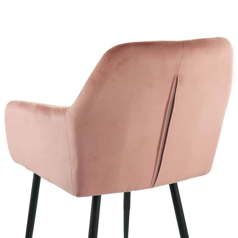 2-Piece Pink Velvet Tufted Chair with Black Metal Legs by Elama 7 2-Piece Pink Velvet Tufted Chair with Black Metal Legs by Elama - Image 7