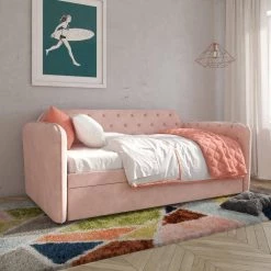 Tallulah Tufted Pink Velvet Daybed and Trundle by Novogratz 15 Tallulah Tufted Pink Velvet Daybed and Trundle by Novogratz -Elama Sales Store pink velvet novogratz daybeds 4243739n 40 1000