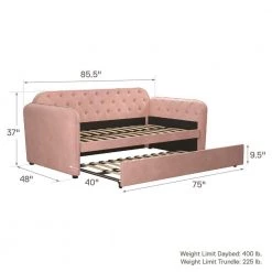 Tallulah Tufted Pink Velvet Daybed and Trundle by Novogratz 22 Tallulah Tufted Pink Velvet Daybed and Trundle by Novogratz -Elama Sales Store pink velvet novogratz daybeds 4243739n 44 1000