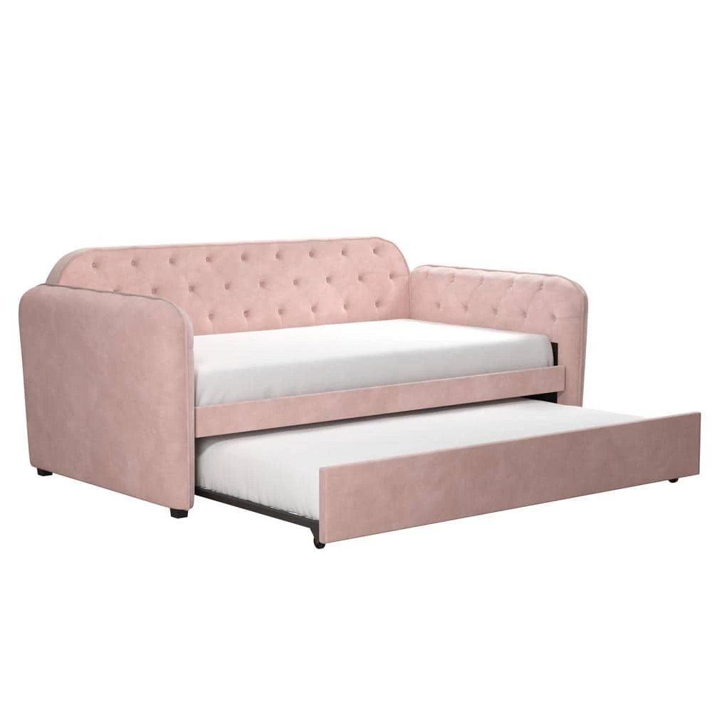 Tallulah Tufted Pink Velvet Daybed and Trundle by Novogratz 1 Tallulah Tufted Pink Velvet Daybed and Trundle by Novogratz