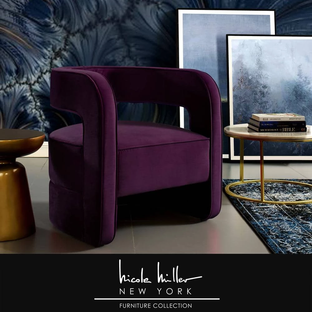 Otis Purple Velvet Accent Chair with Upholstered by Nicole Miller 1 Otis Purple Velvet Accent Chair with Upholstered by Nicole Miller
