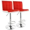 24 in. Red High Back Tufted Faux Leather Adjustable Bar Stool with Chrome Base (Set of 2) by Elama
