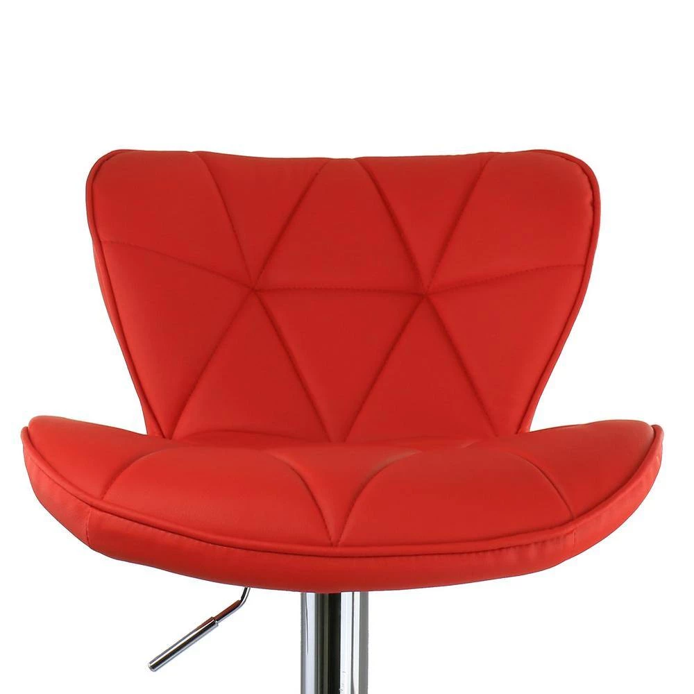 2-Piece Diamond Tufted Faux Leather Adjustable 35 in. Bar Stool in Red with Chrome Base by Elama 8 2-Piece Diamond Tufted Faux Leather Adjustable 35 in. Bar Stool in Red with Chrome Base by Elama - Image 8