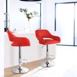33 in. Red Low Back Tufted Faux Leather Adjustable Bar Stool with Chrome Base (Set of 2) by Elama 5 33 in. Red Low Back Tufted Faux Leather Adjustable Bar Stool with Chrome Base (Set of 2) by Elama -Elama Sales Store red elama bar stools 985116709m 31 1000