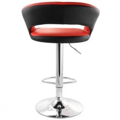 Adjustable Faux Leather 36 in Low Back Metal Bar Stool in Red and Black with Chrome Base by Elama -Elama Sales Store red elama bar stools 985116712m 1f 1000