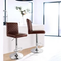 24 in. Cherry High Back Tufted Faux Leather Adjustable Bar Stool with Chrome Base (Set of 2) by Elama -Elama Sales Store red elama bar stools 985116721m 31 1000