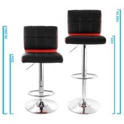 2-Piece Adjustable Faux Leather 35 in. Black and Red High Back Metal Bar Stool with Chrome Base by Elama -Elama Sales Store red elama bar stools 985116745m 66 1000