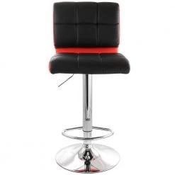 2-Piece Adjustable Faux Leather 35 in. Black and Red High Back Metal Bar Stool with Chrome Base by Elama -Elama Sales Store red elama bar stools 985116745m c3 1000
