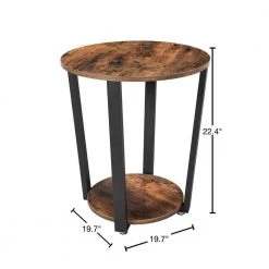 19.7 in. W Rustic Brown Round Wood End Table by Cubilan -Elama Sales Store rustic brown cubilan end side tables b07fnhp3zl 40 1000