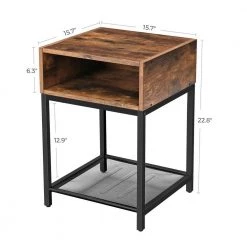 15.7 in. W Rustic Brown Rectangle Wood End Table by Cubilan -Elama Sales Store rustic brown cubilan end side tables b07tynb8l5 31 1000