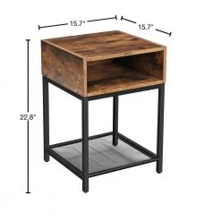 15.7 in. W Rustic Brown Rectangle Wood End Table by Cubilan -Elama Sales Store rustic brown cubilan end side tables b07tynb8l5 40 1000