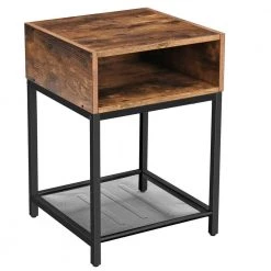 15.7 in. W Rustic Brown Rectangle Wood End Table by Cubilan